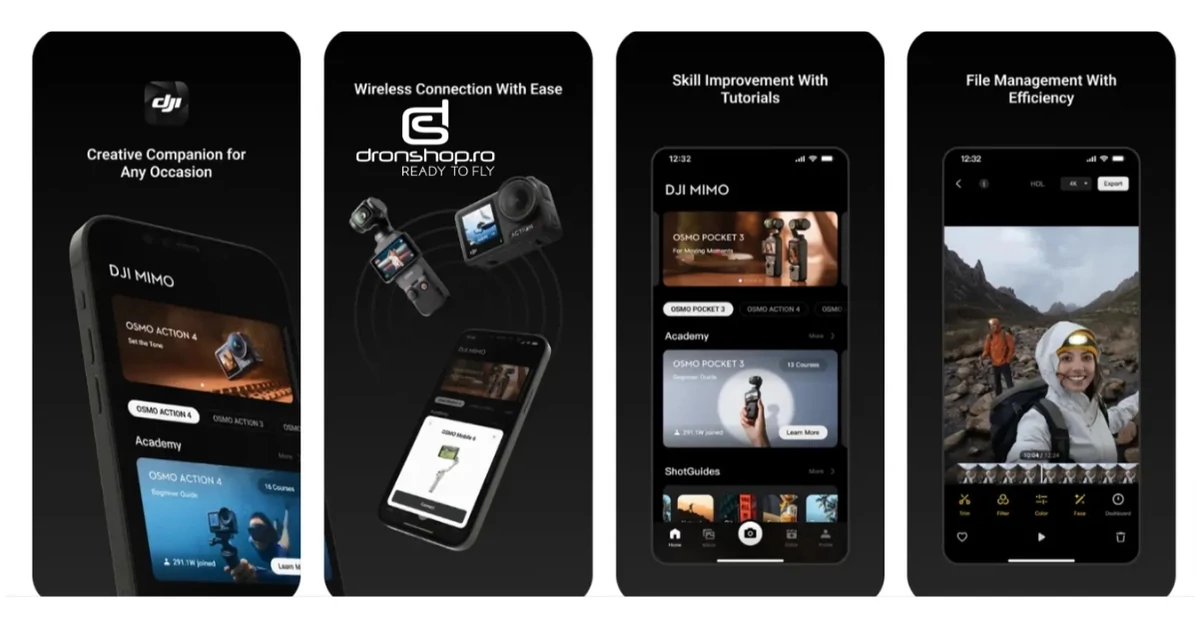 Actualizare DJI Mimo: transfer prin cablu si urmarire duala iPhone