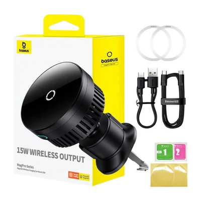 Baseus MagPro Wireless Car Charger - 15W - Black