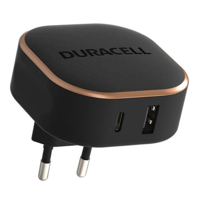 Duracell USB + USB-C Wall Charger 30W - Black