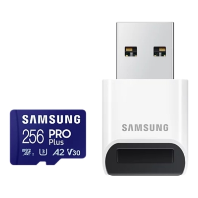 Samsung Pro Plus 256GB I3 A2 V30 MicroSD Card - USB adapter