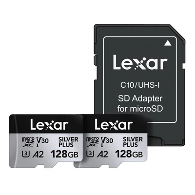 Lexar microSDXC Silver Plus UHS-I - U3 - V30 - 128GB - 2 Pack