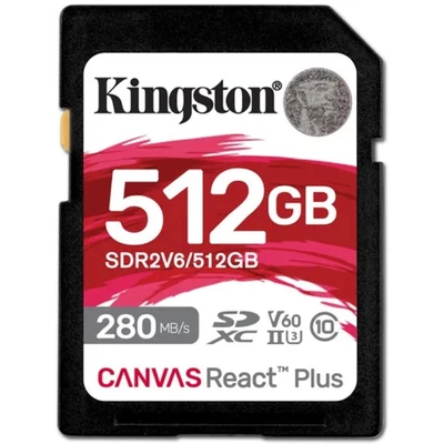 Kingston SDXC 512GB Canvas React Plus V60 Memory Card