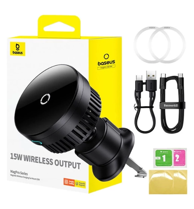 Baseus MagPro Wireless Car Charger - 15W - Black