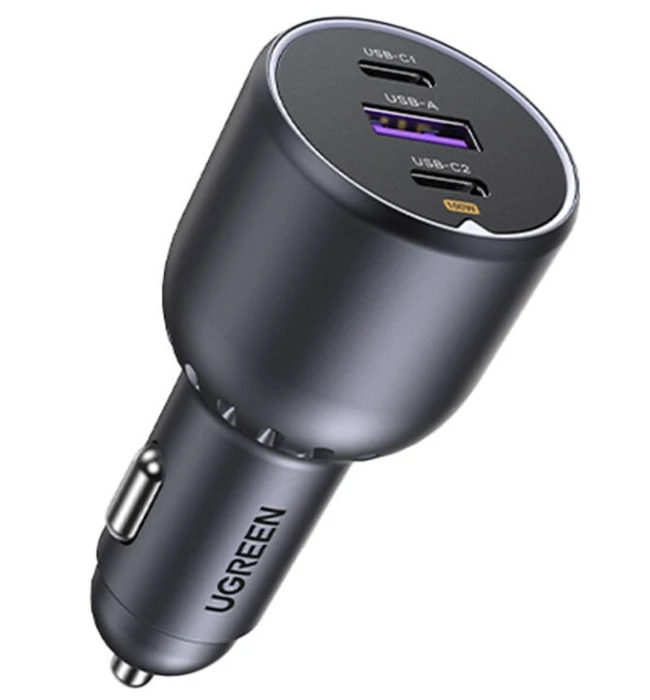 Ugreen 130W 3 Port Car Charger - Black