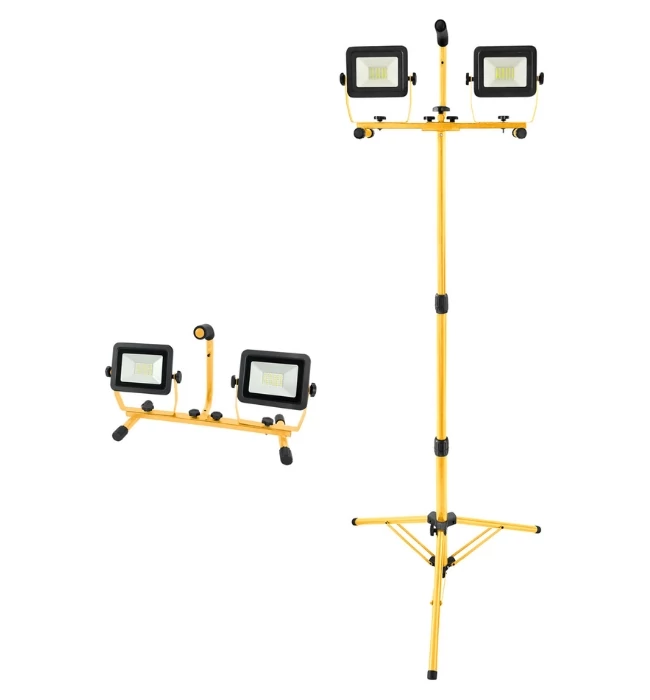 Lampa LED Portabila - 2×30 W - Reflector - 2×2700 Lm - Suport telescopic - 230V-50Hz