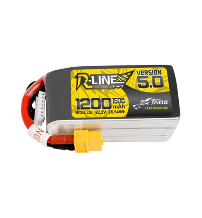Tattu R-Line V 5.0 6S1P 22.2V 1200mAh 150C Lipo Pachet de baterie cu XT60 Plug