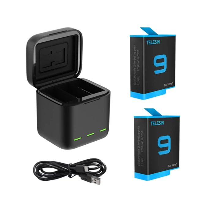 Incarcator Telesin GP-BNC-901 Si 2 Baterii Pentru GoPro Hero 9 / Hero 10