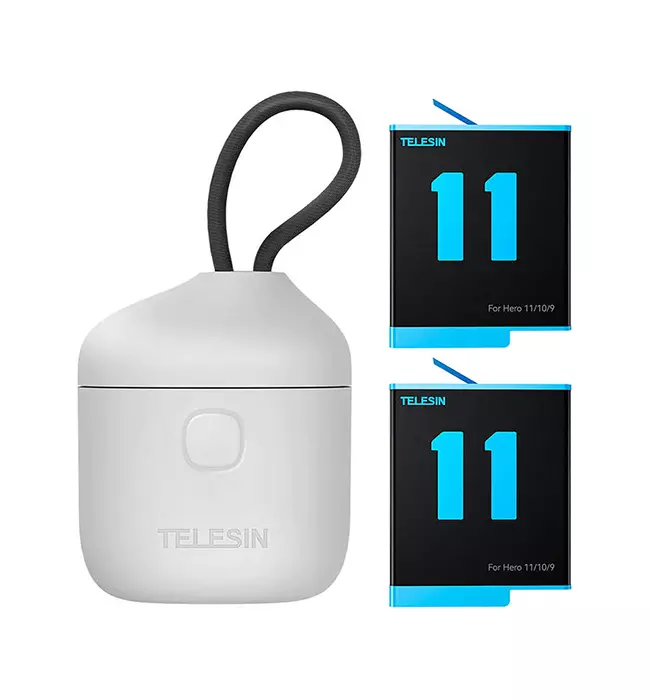 Telesin 3 Slot Waterproof Charger Box + 2 Batteries for GoPro Hero 11/10/9
