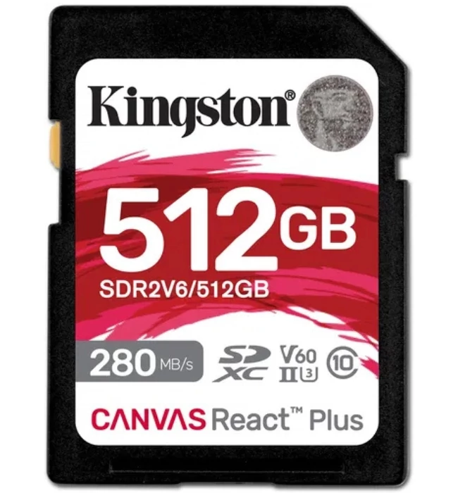 Kingston SDXC 512GB Canvas React Plus V60 Memory Card
